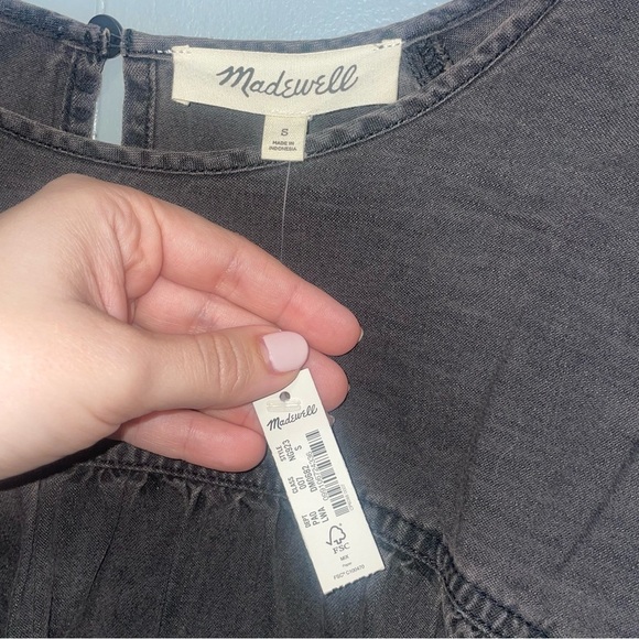 Madewell NWT Denim Shirred Swing Shirt Blouse in Lunar Wash Small - Picture 6 of 10